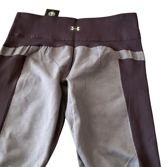 Under Armour athletic Compression Leggings Medium Size Gray & purple crop NEW - Picture 8 of 11
